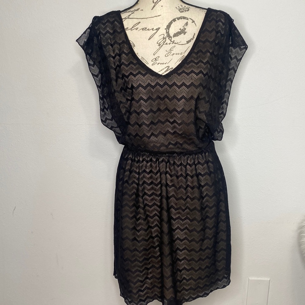 Speechless Chevron Lace Black Dress Medium